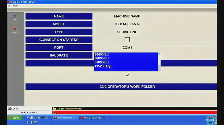 Fagor 8055 RS-232 / WinDNC setup