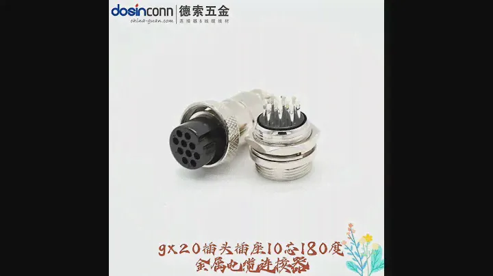 Aviation Plug Socket Connector GX20-10 Pin Metal Straight Wire